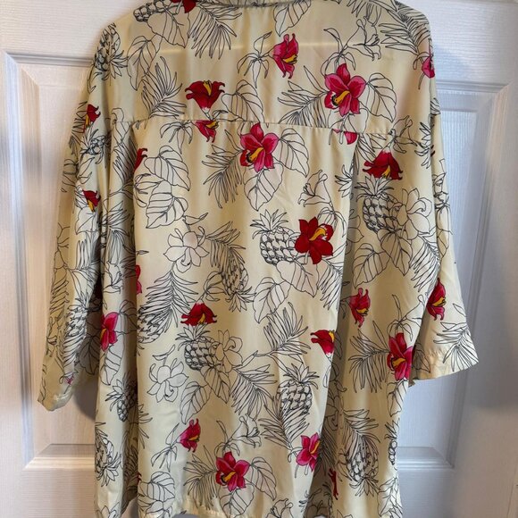 Floral Satin Button Down Kimono Shirt - Picture 2 of 3